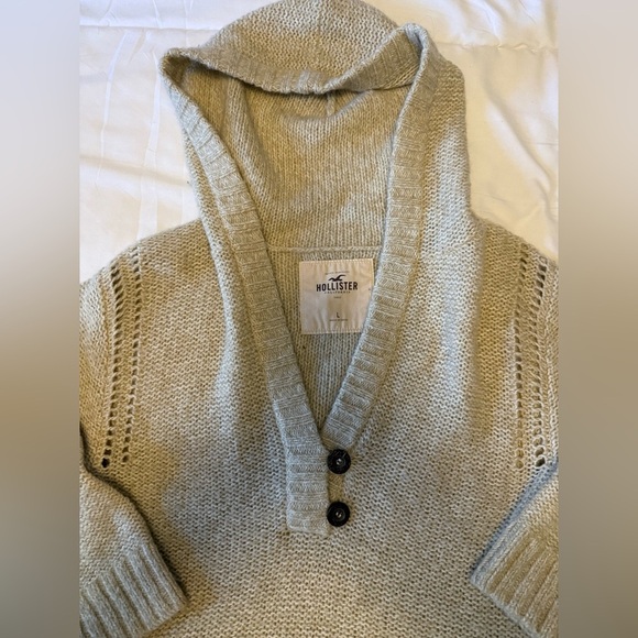 Hollister Light Tan wool blend Knit v neck Pullover sweater size Large - Picture 4 of 7